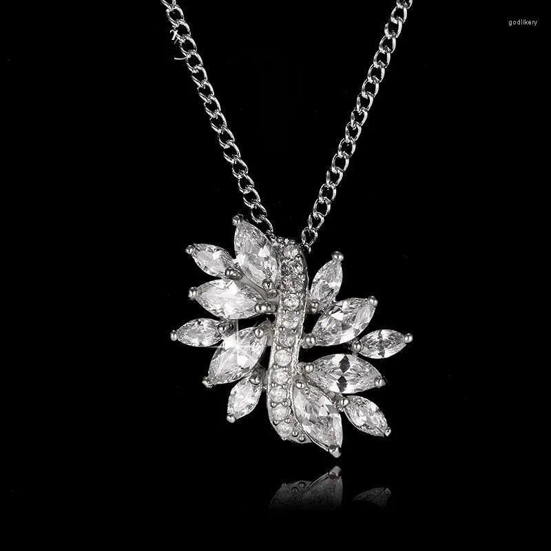 Ketten Mode Blume Marquise Zirkon Anhänger Halskette Schmuck Top Qualität Koreanische Kristall Geschenk Kragen Bijoux AN150