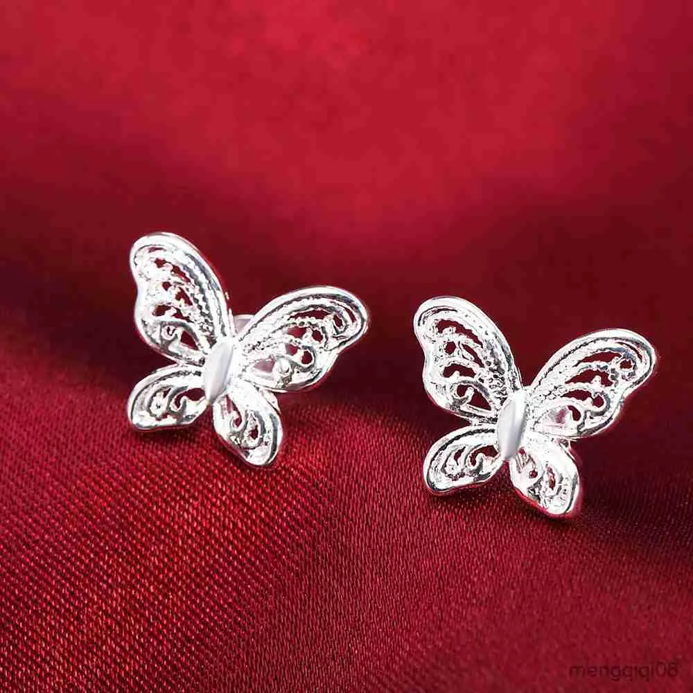 Charme nouvelles boucles d'oreilles en argent Sterling pour les femmes bijoux de fête élégant papillon clous d'oreilles cadeaux de noël R230605