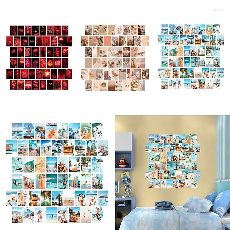 Wall Stickers 50Pcs Collage Aesthetic Pictures Kit Fahsion Postcards Poster Thick Cute Bedroom Decor For Teen Girls