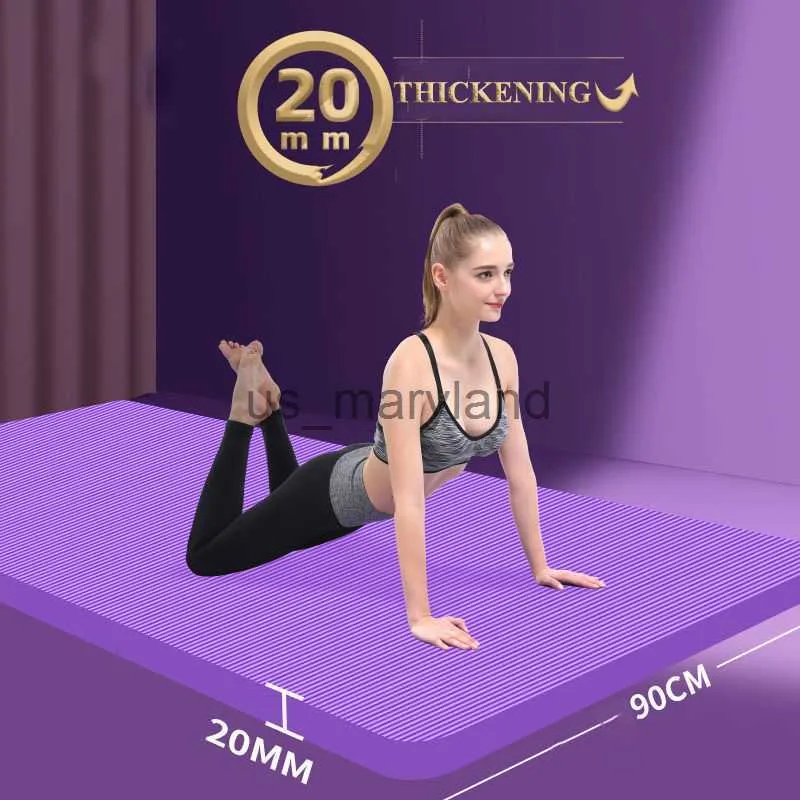 Yogamattor 20mm 90 cm förtjockas förlängda NBR icke-halktvättbara fitness pilates matta hög densitet smaklös träning hemgymnastik pad j230506