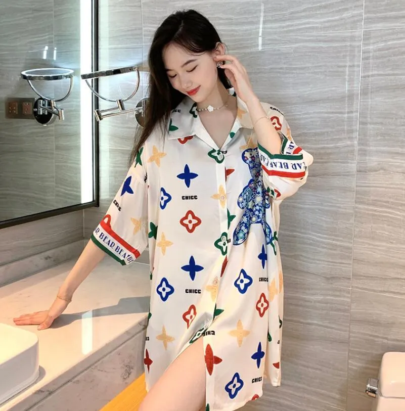 Women's Sleep 2023 Summer Sweet Cherry Bear head pajamas female princess wind lace short sleeve lotus leaf sexy pajamas that can be worn outside