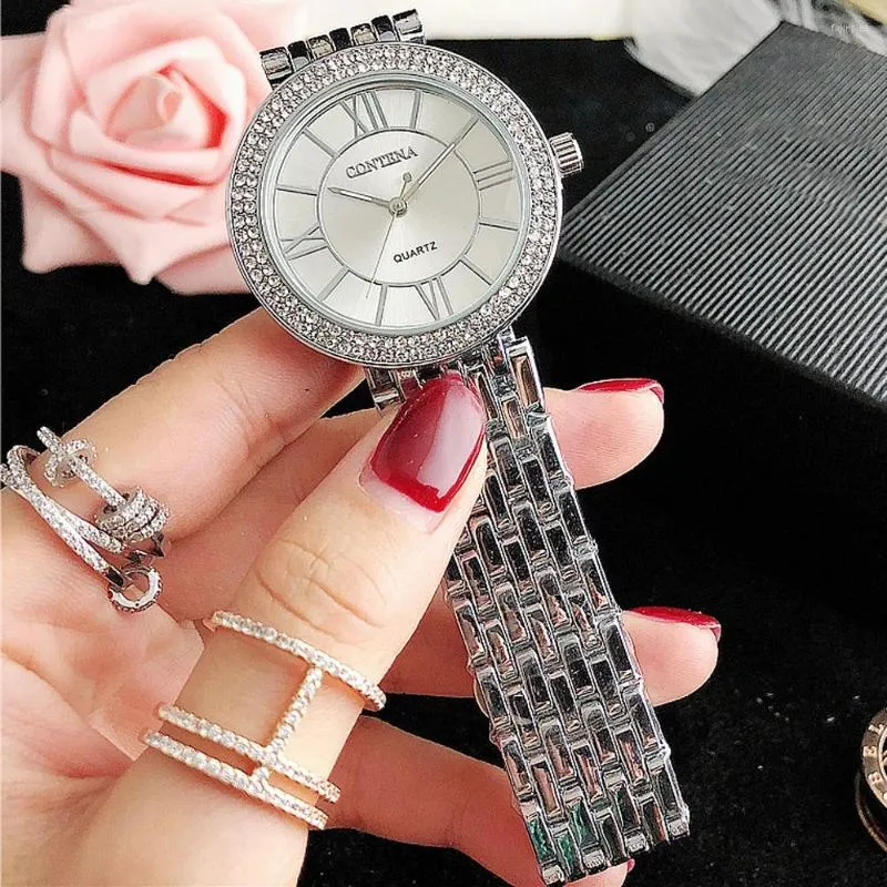 Relojes de pulsera de plata para mujer, relojes de pulsera, reloj de vestir para mujer, reloj de acero inoxidable con diamantes de cristal, Montre Femme 2023