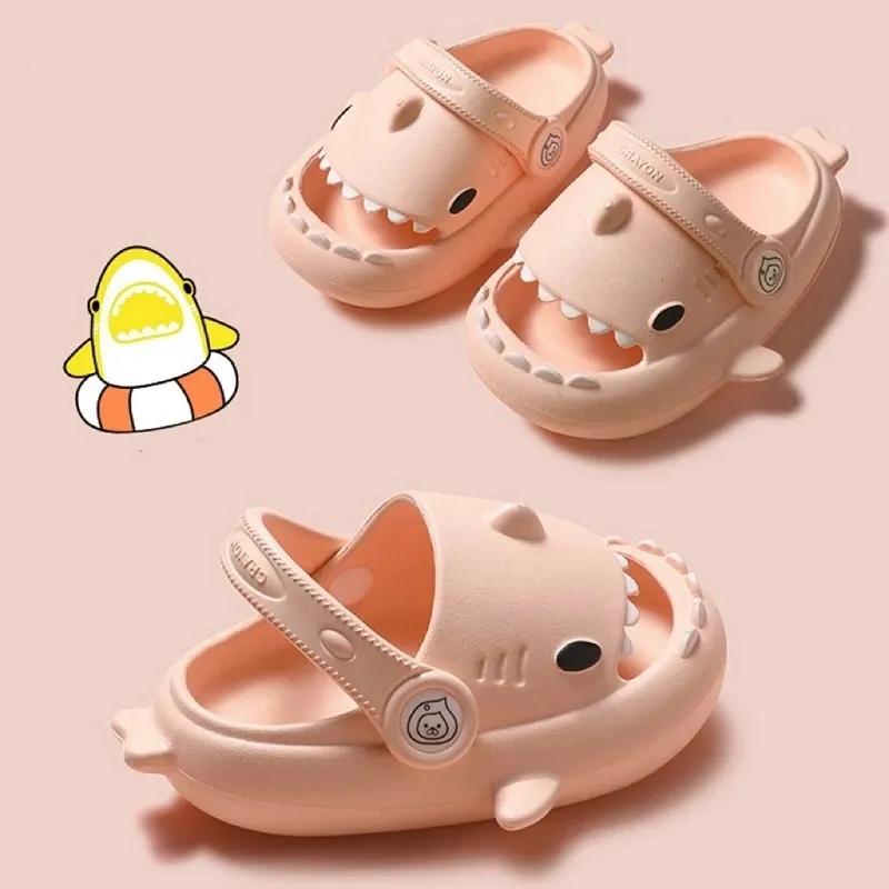 Children Shark Hole Shoes Summer Home Baby Non-Slip Thick Bottom Sandals Cute Cartoon Soft Bottom Children Slippers