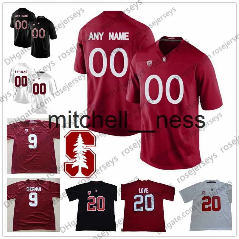 MIT8 Custom Stanford Cardinal Football #5 Christian McCaffrey 3 KJ Costello 15 Davis Mills Arcega-Whiteside Ertz Elway Black Red White Jersey 4xl