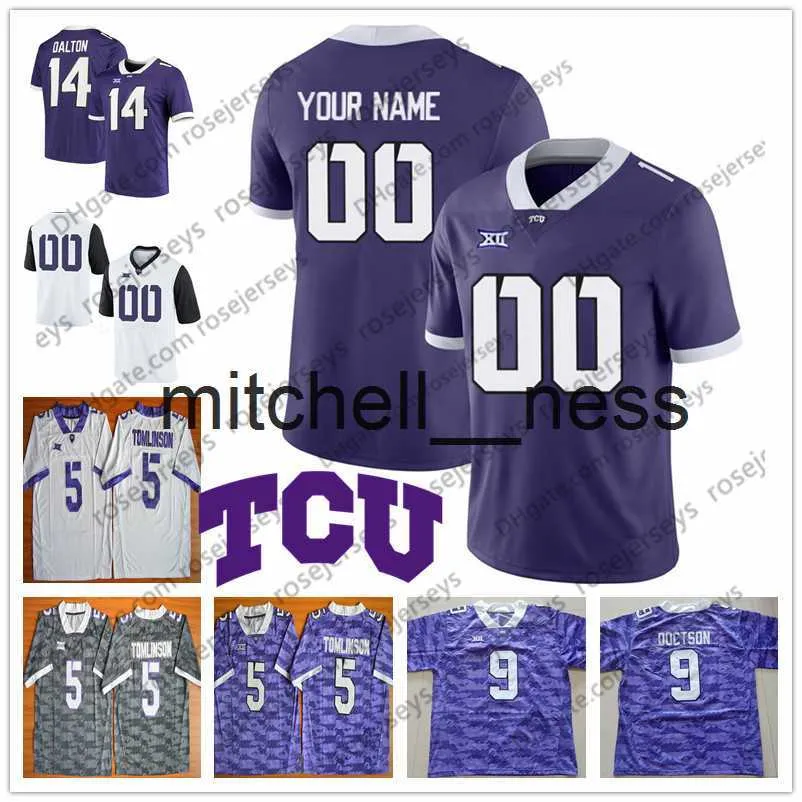 Mit8 Custom TCU Horned Frogs Football N'importe quel nom Numéro Blanc Violet 1 Jalen Reagor 10 Michael Collins 15 Max Duggan 24 Darwin Barlow Jersey