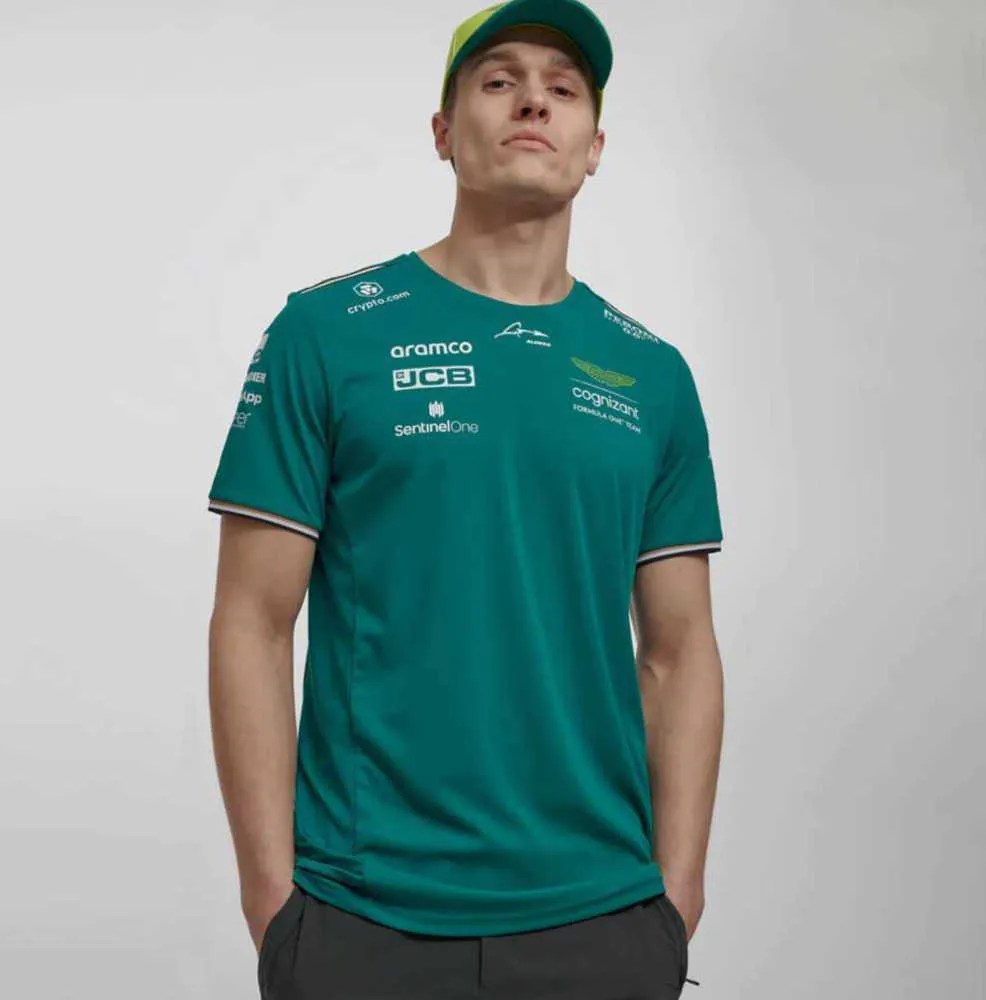 애스턴 마틴 F1 TSHIRT 팀 스페인 레이싱 드라이버 페르난도 알론소 14 및 산책 18 대형 폴로 셔츠 2023