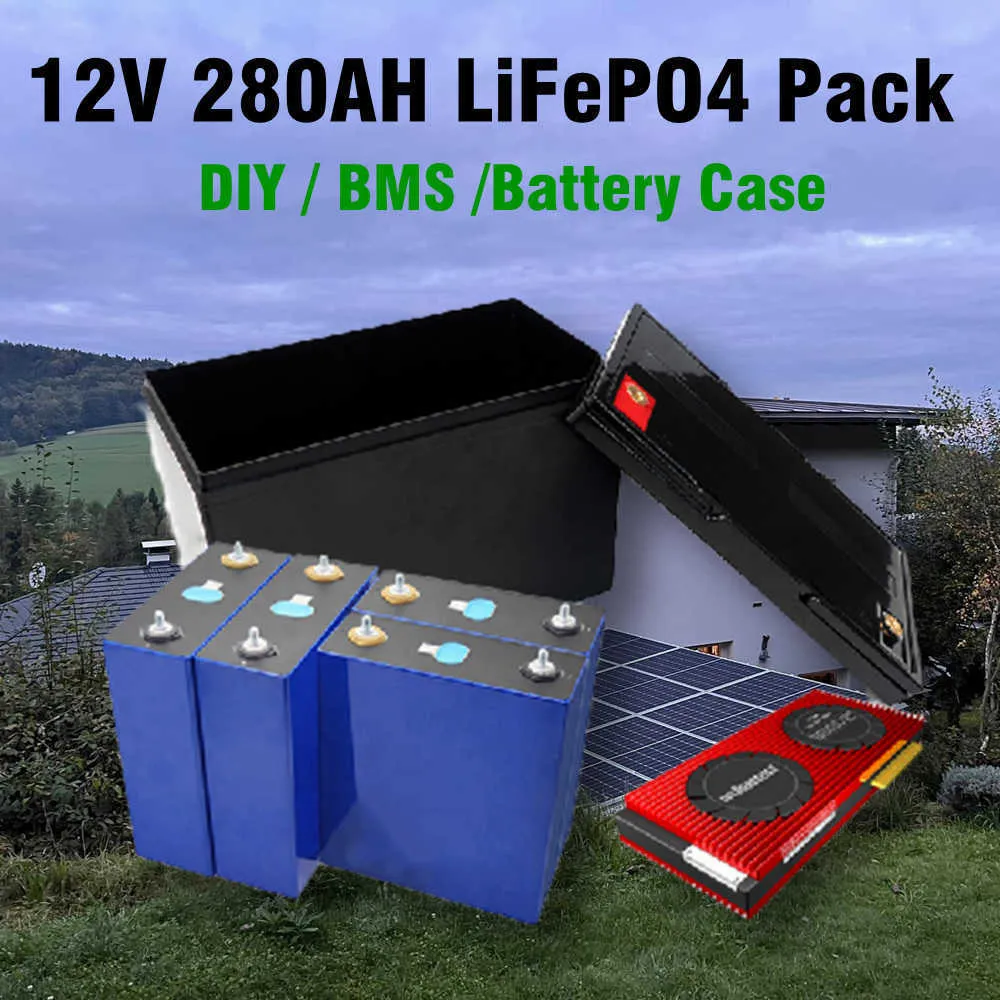 DIY 280AH LIFEPO4 -batterij voor zonne -energieopslag 12V 3KW Prismatic oplaadbare batterijen met slimme BMS 200A met BT