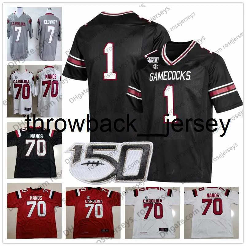 THR 2019 Dostosowane NCAA Gamecocks #4 Tavien Feaster 44 Sherrod Greene 70 Hank Manos 87 Kiel Pollard New Black Vintage 150th Football Jersey