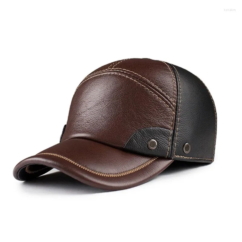 볼 캡 Gorras 겨울 2023 야구 모자 모자 Haisum Genuine Leather Men 's Army Hat 고품질 아빠 암소 성인 고체 조절 가능