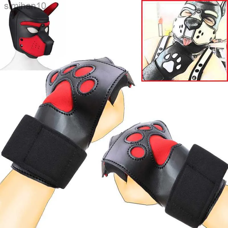 Bdsm Bondage Dog Paw Glove Slave Dog Glove Sex Toy Pup Roleplay Party Mask Unisex in pelle morbida imbottitura Cucciolo Play Harness Adult L230518