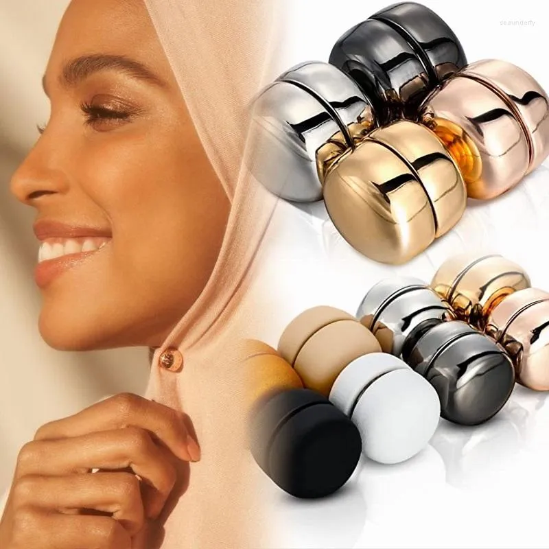 Broches de luxo broche ímã para cachecol muçulmano sem pinos de furo forte clipe magnético hijab seguro chapeamento de metal jóias atacado