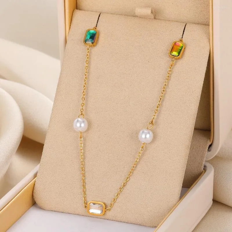 Pendant Necklaces Oct Arrival Women's Stainless Steel Chain Color Shiny Zircon Nick Girl Kids Jewelry Aesthetic_voghion.com