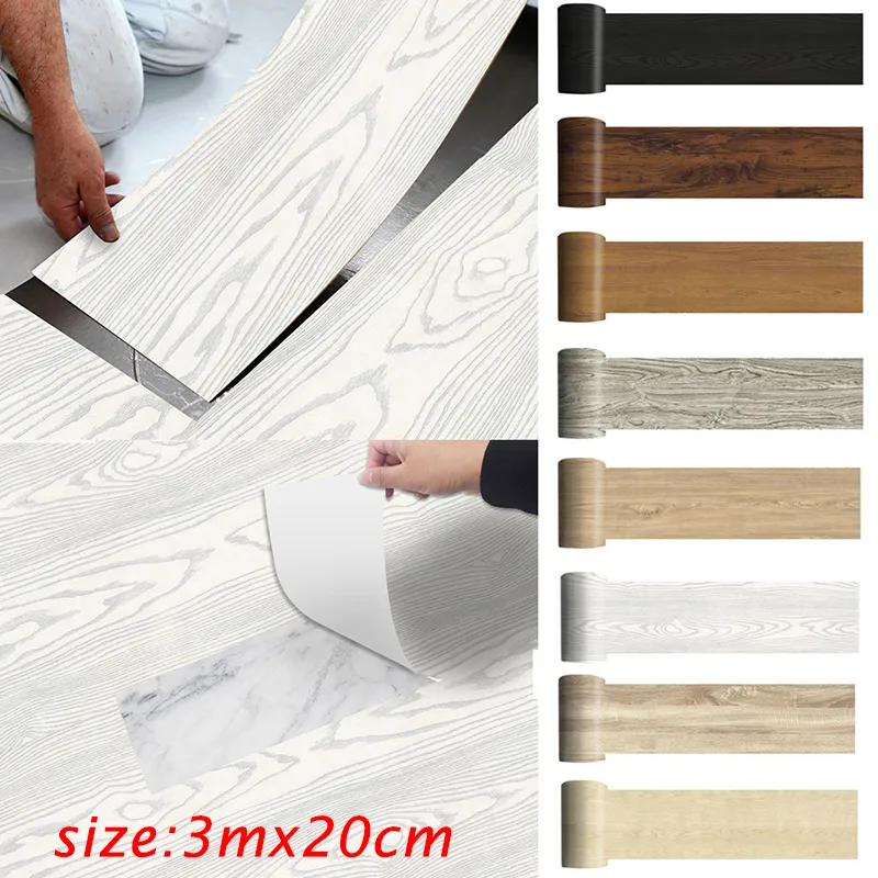 3/ 1mx20cm PVC Self Adhesive Waterproof Floor Sticker Wood Grain Floor Tile Sticker Kitchen Living Room Wall Sticker Home Decor