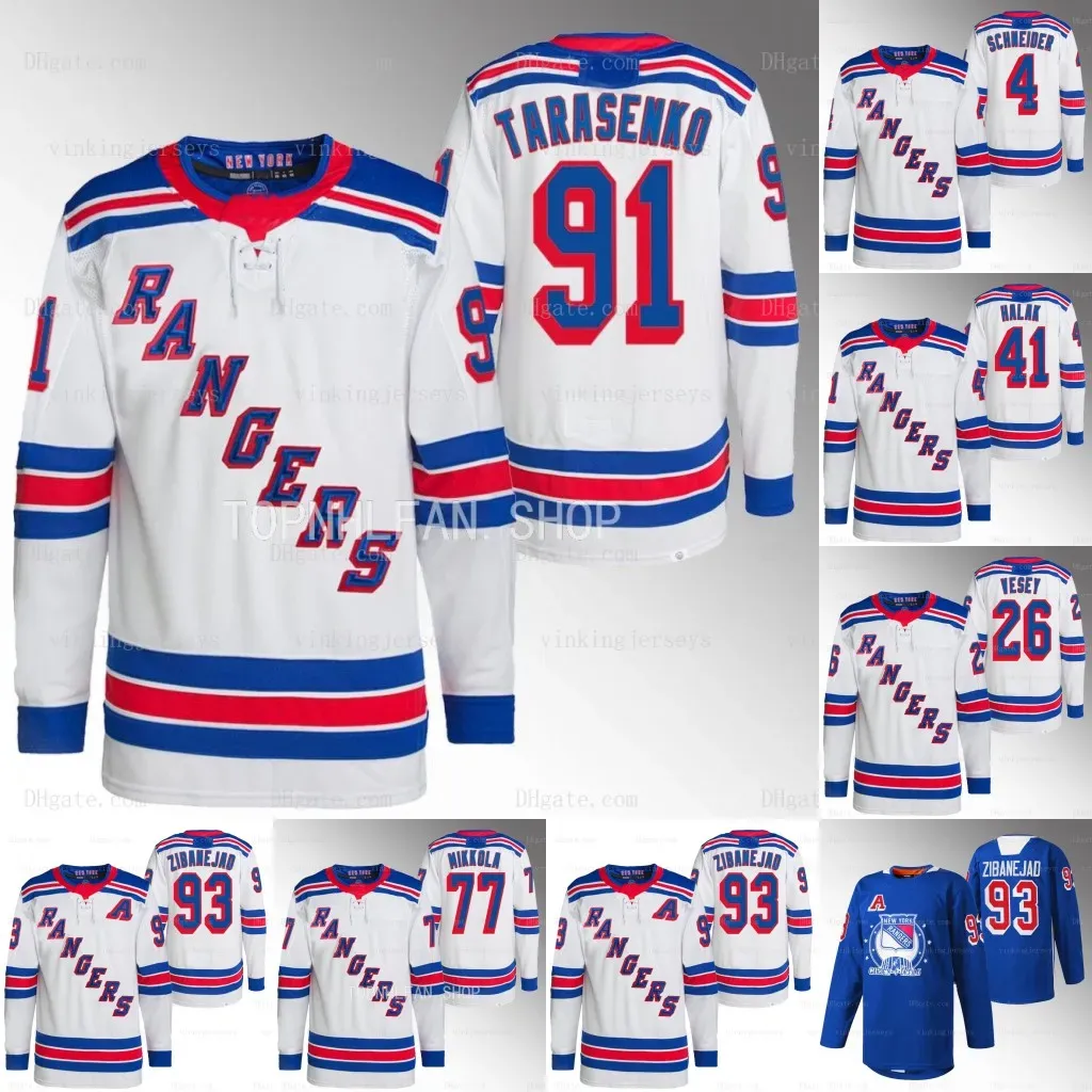 カスタムホッケージャージーNew Yor''Rangers'Vladimir Tarasenko Jimmy Vesey Mika Zibanejad Barclay Goodrow Shesterkin Lindgren Patrick Kane Harpur Mikkola