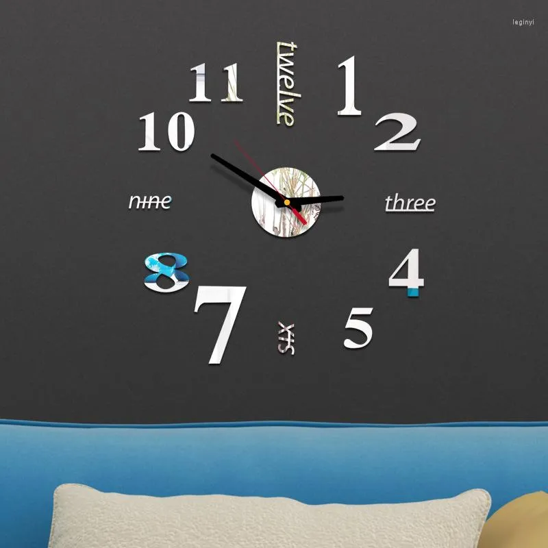 Стеновые часы DIY Творческие цифровые акриловые часы безрамные зеркальные наклейки современное искусство наклейка на дому до дома 40 см.