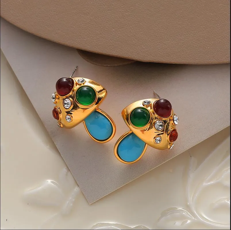 Medieval Retro mushroom shaped earrings female niche designearrings vintage French light luxury women earrings E08