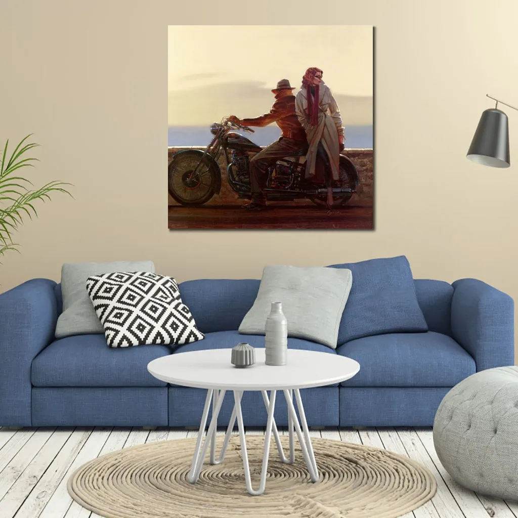 Moderne Canvas Art Coastal Ride Brent Lynch Handgemaakte Figuratieve Olieverf Hedendaagse Muur Decor voor Woonkamer