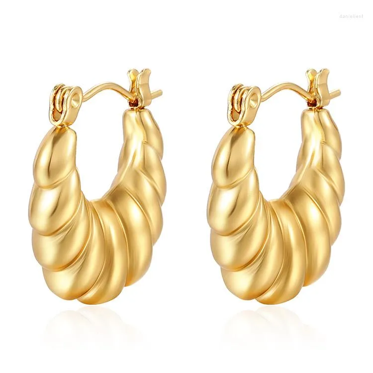 Orecchini a cerchio Trendy Geometric Twisted Thick Fashion Color oro Acciaio inossidabile per donna Elegante regalo di gioielli ZK30