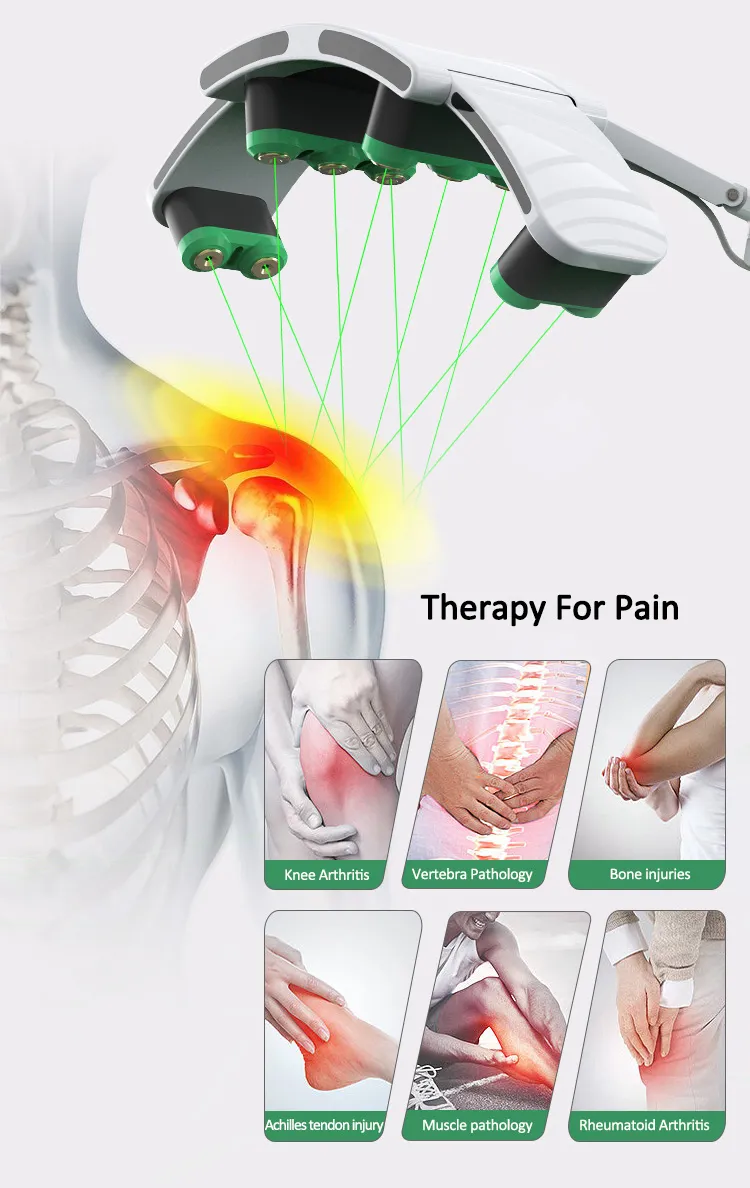 2023 Ny teknikterapi för smärta sårläkning grönt rött ljus 10D lipolaser 532 nm kroppsbantningsmaskin för skönhetssalong