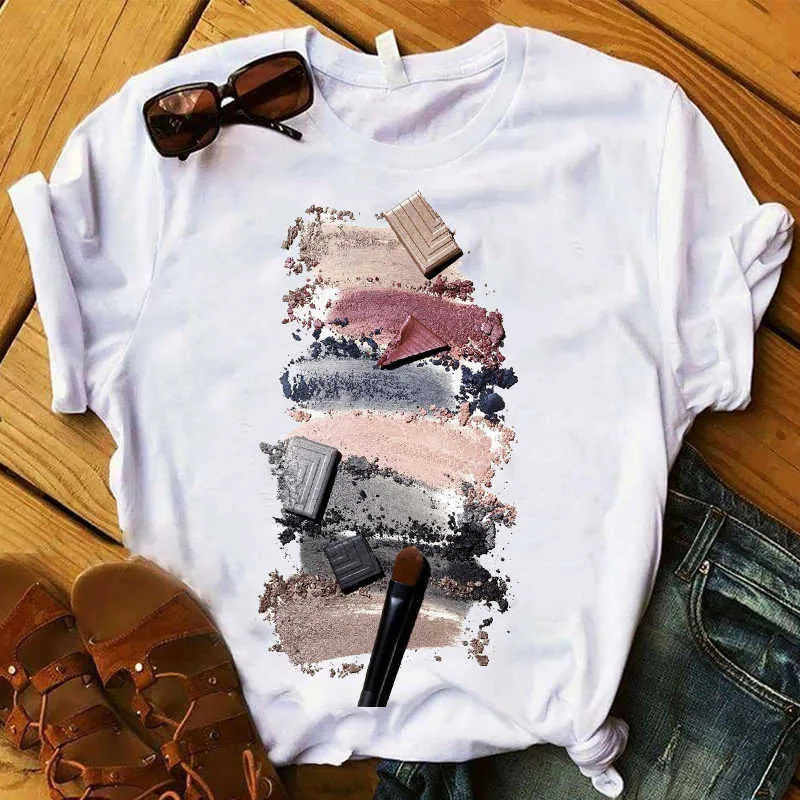 T-shirt 3D vingernagelverf Dames T-shirt Harajuku Extra grote korte mouw Straatkleding Kleur Mode Schattig Gedrukt Grafisch Ulzzang Top Tee P230603