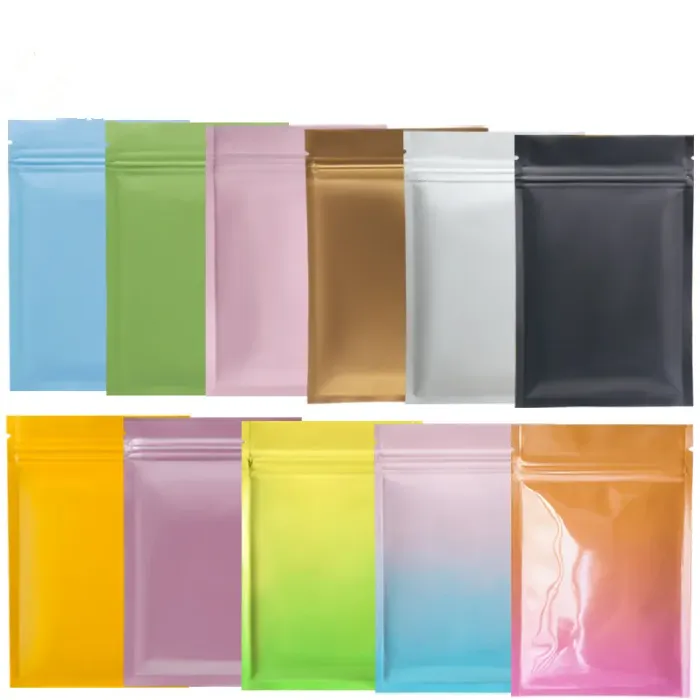 multi color Resealable Zip Mylar Bag Food Storage Aluminum Foil Bags plastic packing bag Smell Proof Pouches