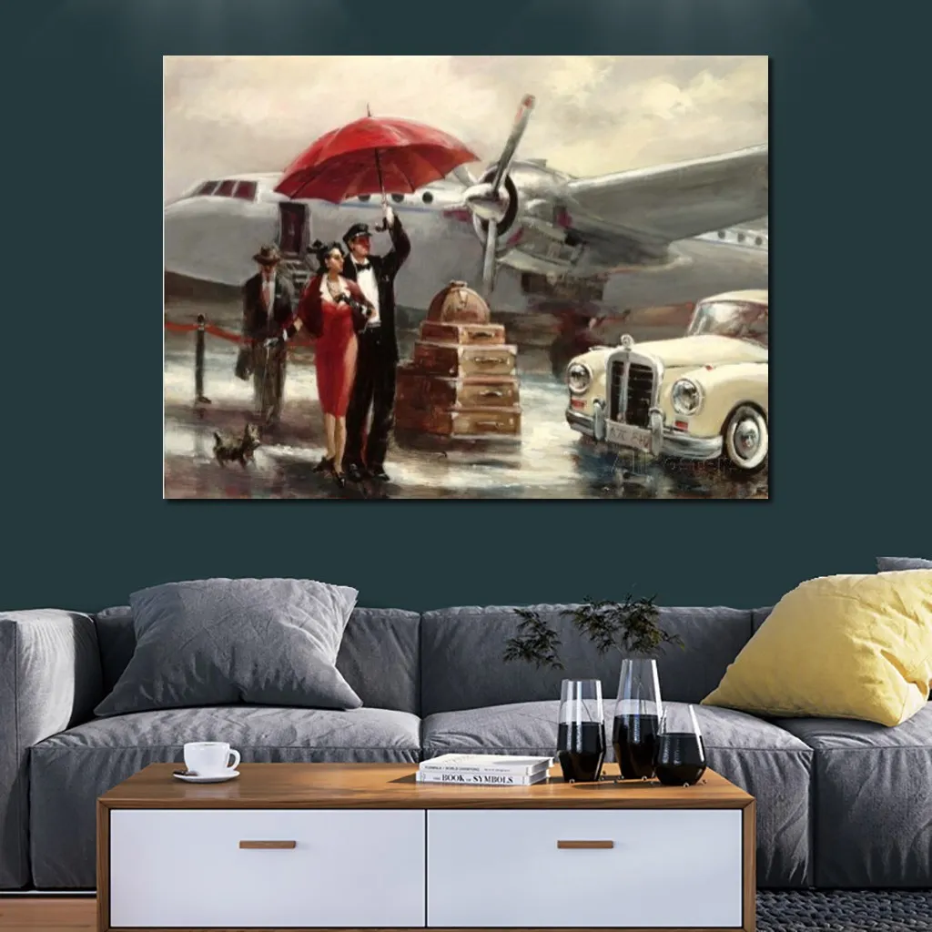 Transcontinental Flight Brent Heighton Painting Contemporary Canvas Art Hand Painted Oil Artwork Home Decor