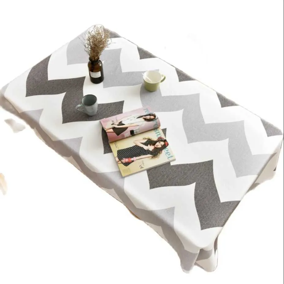 Bordduk WAVY LINE Printing Rectangular Tabloths For Table Wedding Decoration Waterproof Dining Tables Cover R230605