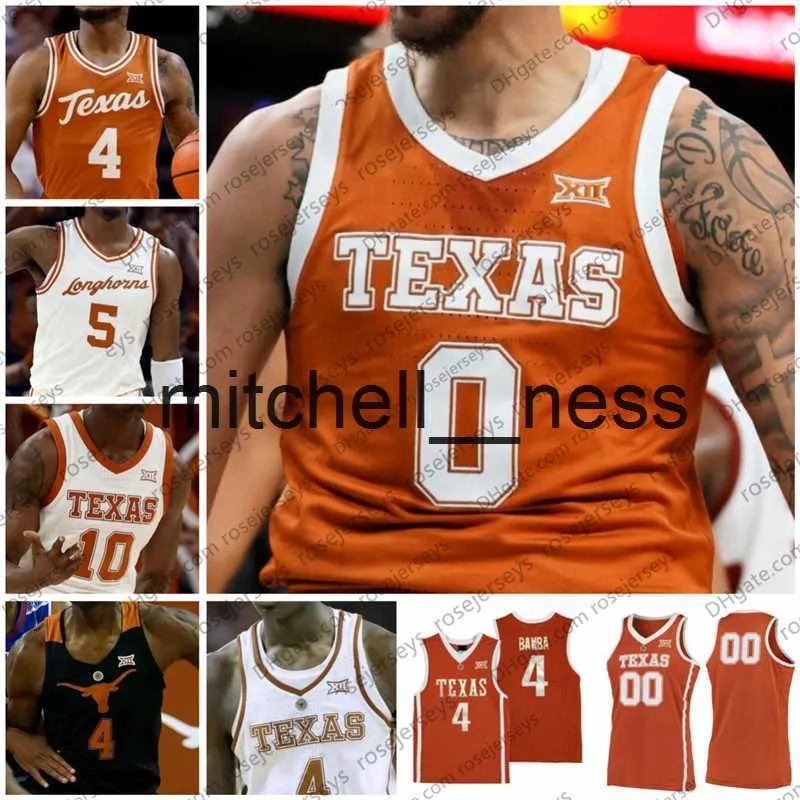 MIT8 사용자 정의 NCAA Texas Longhorns Baketball Jersey 0 Bradley 2 Tucker 4 Bamba 13 Thompson 22 Jones 23 Aldridge 31 Allen 35 Durant 52 Turner for 남자 여자 청소년 S-4xl