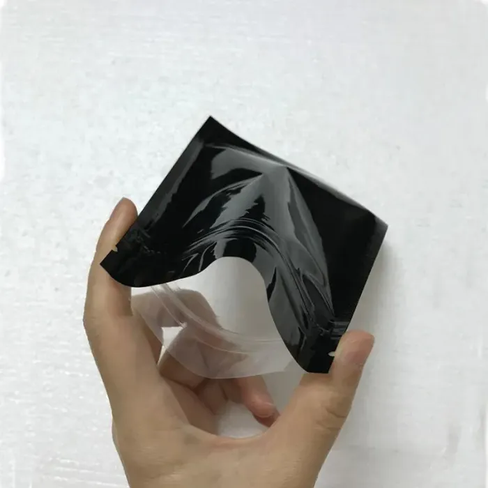 100pc Black Aluminum Foil Mylar Sample Bags - Heat Sealable 4x6in Outer Size - QQ Studio