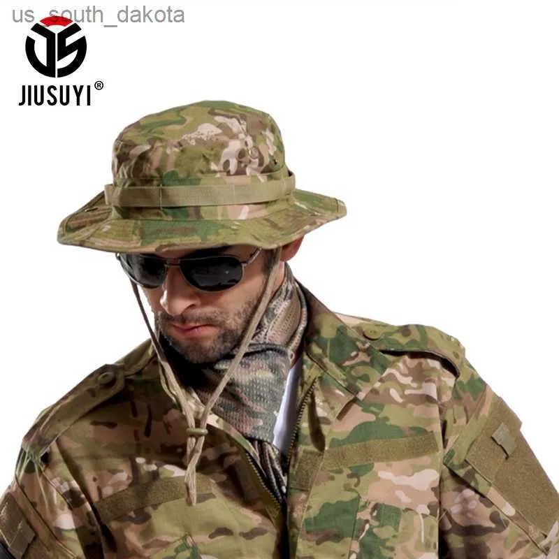 Multicam Tactical Airsoft Sniper Camouflage Bucket Boonie Hats Nepalese Cap T Army Panama Militära tillbehör Summer Men L230523