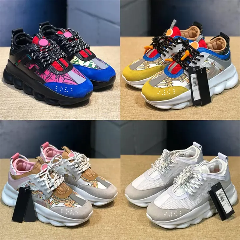 Kedjereaktion Italien lyxiga casual skor höjd reaktion sneakers trippel svart vit flerfärgad mocka designer skor gul fluo tan män kvinnor tränare