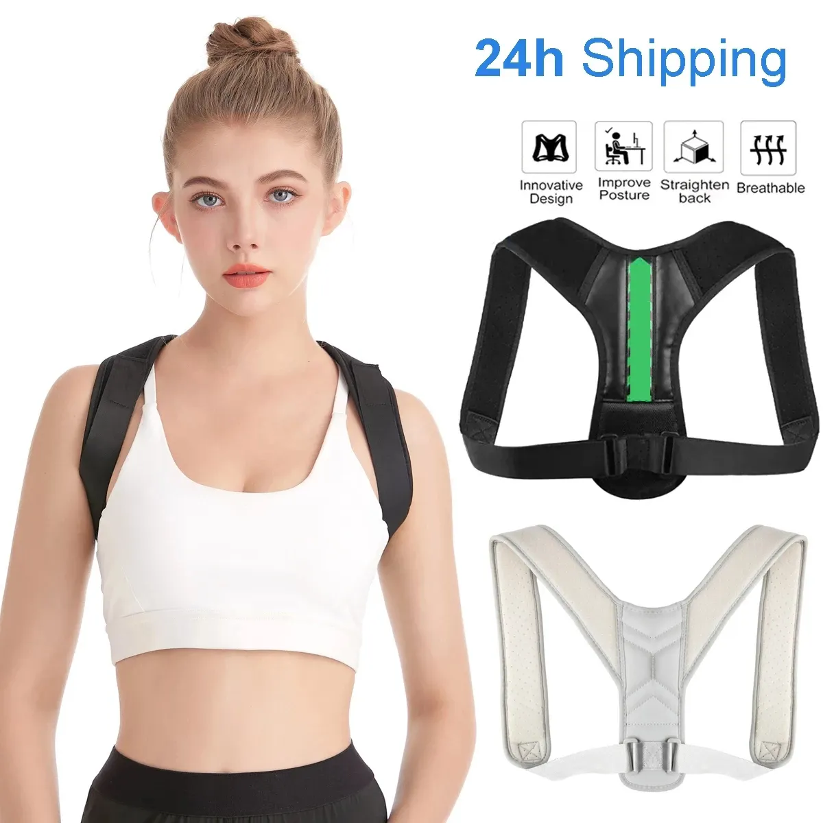 Back Support Posture Corrector Belt Justerbar klavikel ryggrad Back Axel Lumbal Men Kvinnor Posture Correction Drop 230603