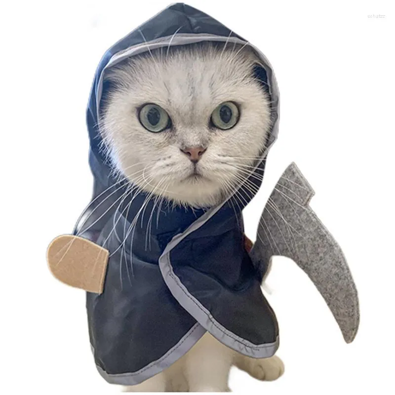작은 고양이 할로윈을위한 고양이 의상 코스프레 의상 반사적 테두리 재미있는 휴일 망토 옷 애완 동물