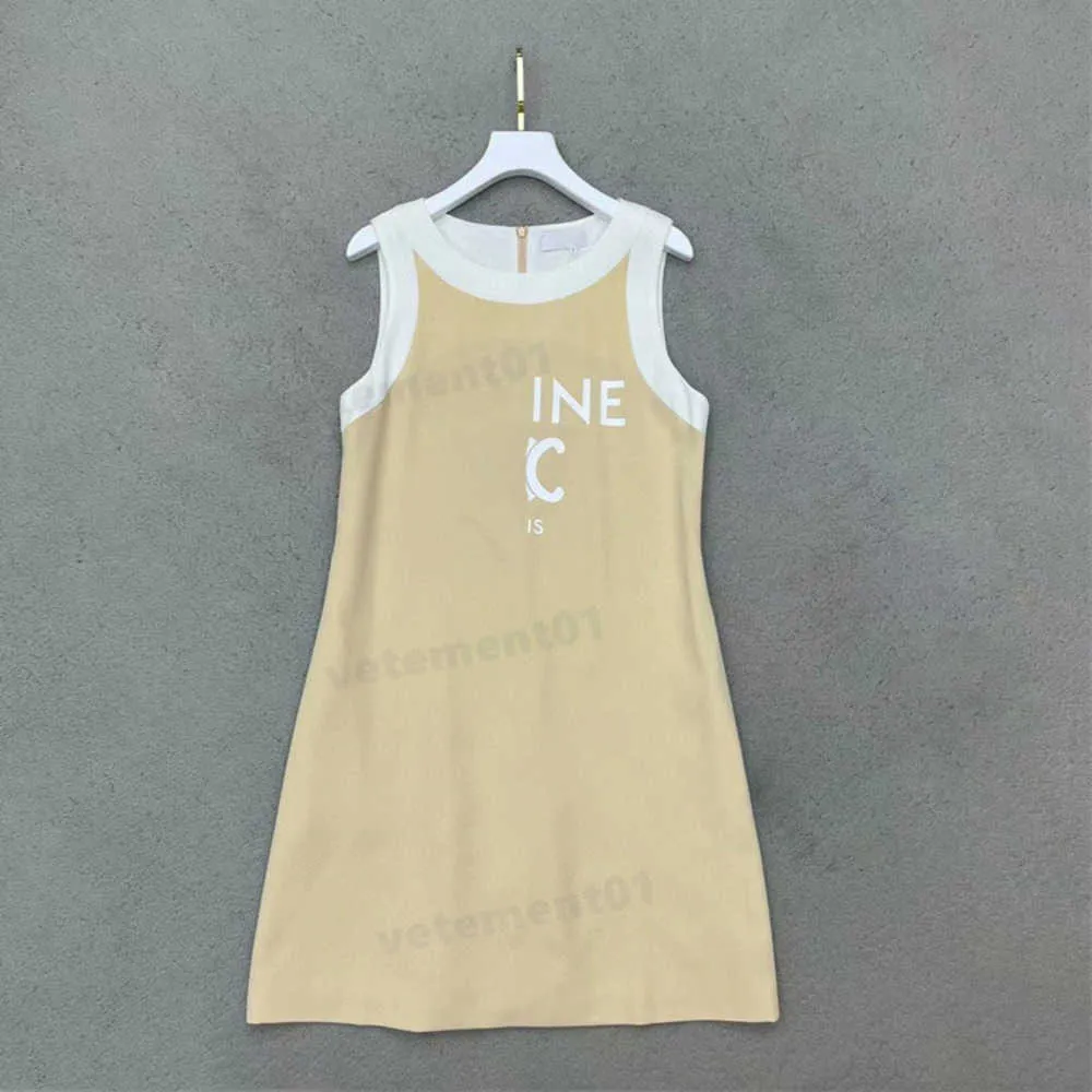 Luxury Dresses Designer Women Dress Colour Blocking Design Letter Logo Print Embellished Sleeveless Cotton Blend Round Neck Dress Fashion Womens Clothes 0912