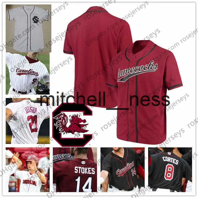 Mit8 Custom South Carolina 2019 College Baseball Qualsiasi nome Numero Bianco Rosso Nero # 7 Jacob Olson 14 Luke Berryhill Maglia da uomo Youth Kid 4XL