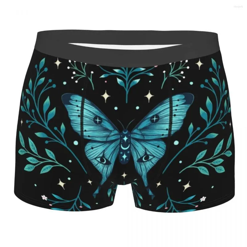 Caleçon Cool Mystical Moon Moth Boxer Shorts Culotte Mâle Breathbale Gothique Sorcière Occulte Sorcellerie Mémoires Sous-Vêtements