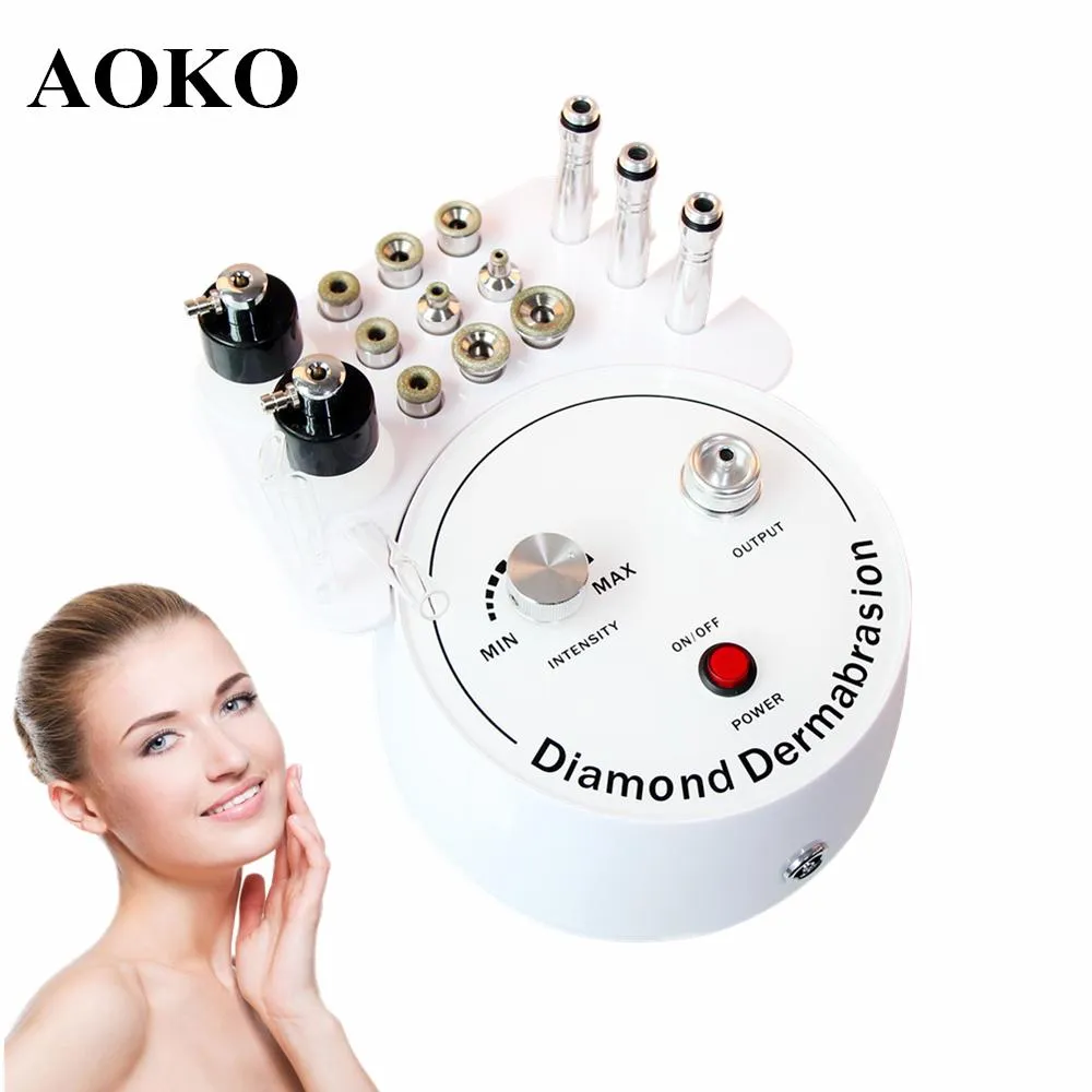 Máquina aoko 3 em 1 diamante microdermoabrasão Máquina de beleza Ferramenta de vácuo Ferramenta de água Spray de água Facial Face Facial Esfolie a pele