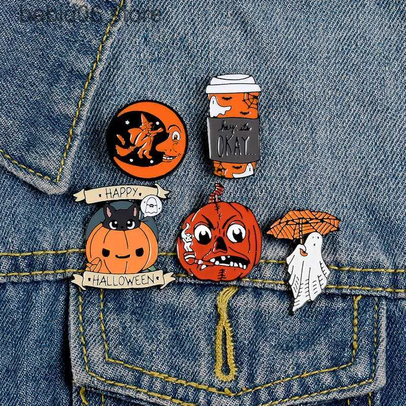 Pins Brooches Jewelry creativity Halloween series brooch pumpkin head ghost witch moon cat brooch T230605