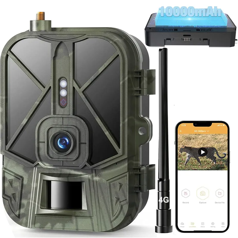 Hunting Cameras 4G LIVE Video10000mah lithium battery Cellular Trail Camera 36MP4K Wireless Game APP Cloud Service Waterproof IP66 Wildlife Cam 230603