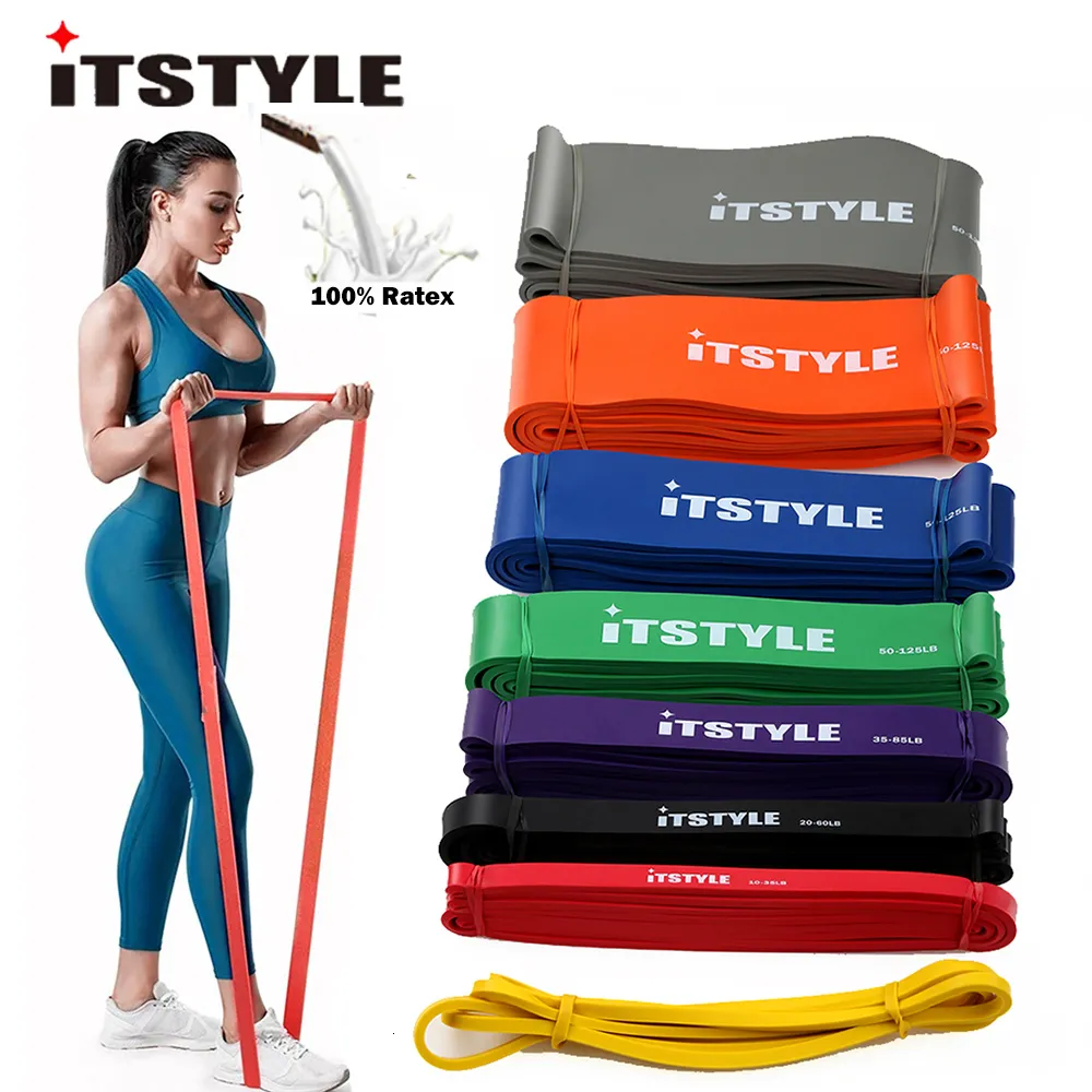 Faixas de Resistência ITSTYLE Faixas de Resistência 208CM 8 Níveis Crossfit Látex Loop Strap Expansor Power Lifting Rubber Pull Up Fortalecer os Músculos Corda 230605