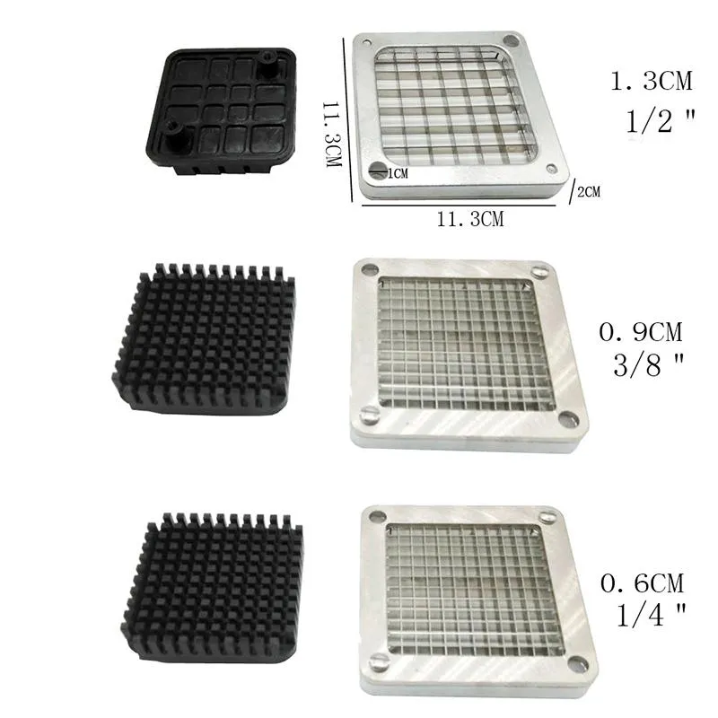 Processori Tritatutto per patatine fritte in acciaio inossidabile Tagliapasta per verdure da cucina Tagliapasta per patatine fritte 3 lame Dimensioni Taglierina per patatine Pa