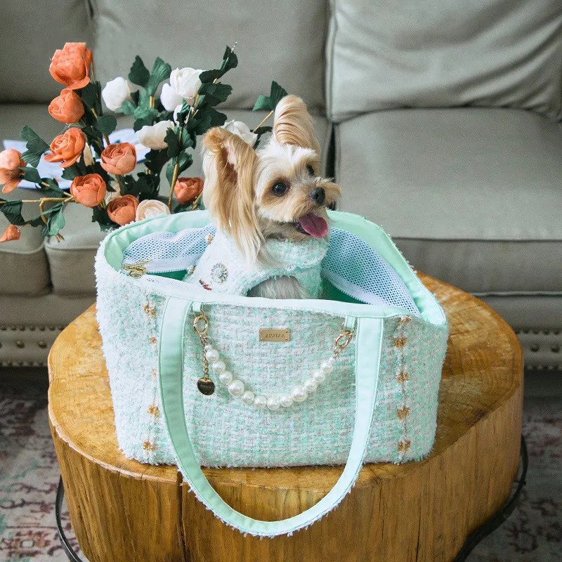 Zaino per animali domestici Borsa per cani e gatti Teddy Yorkshire Borsa per gite per cuccioli Borsa in rete traspirante Borsa per cani per auto Accessori per cani di piccola taglia PS1967