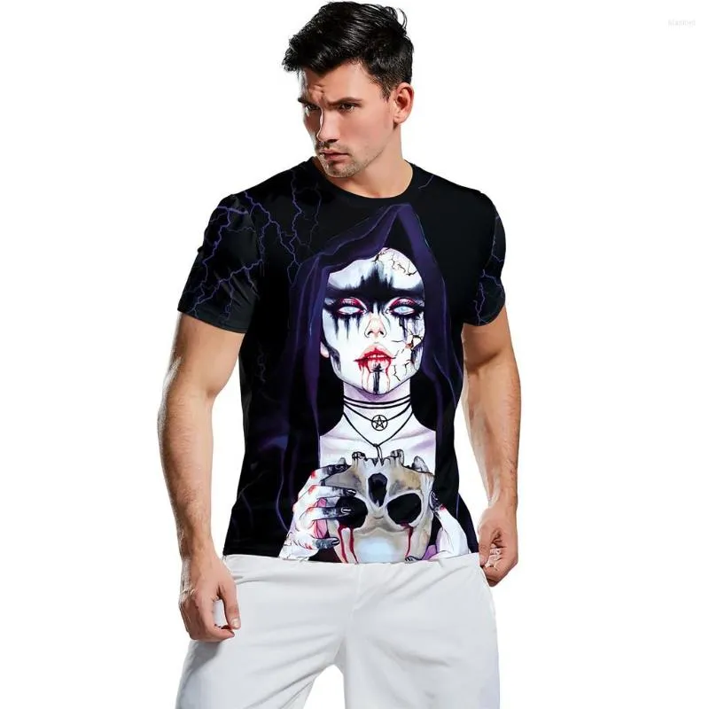 男性用男性用TシャツTシャツ夏の半袖シャツファッションメンズカジュアル怖いハロウィーン3DプリントパーティートップY812