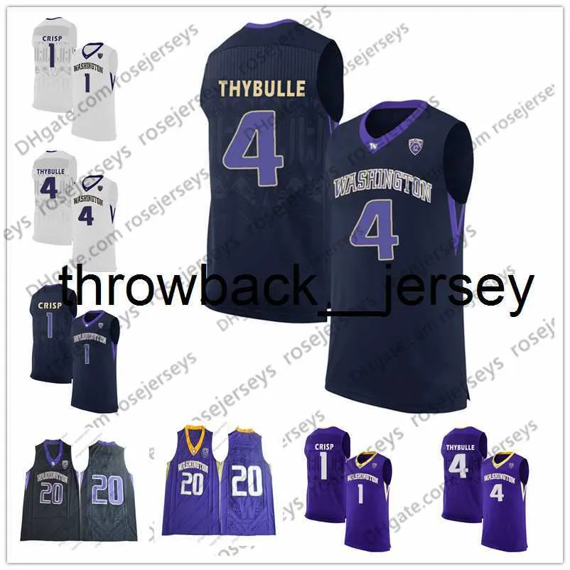 Thr NCAA Washington Huskies #4 Matisse Thybulle 5 Jaylen Nowell 11 Nahziah Carter 14 Sam Timmins 21 Raequan Battle White Black Purple Jersey