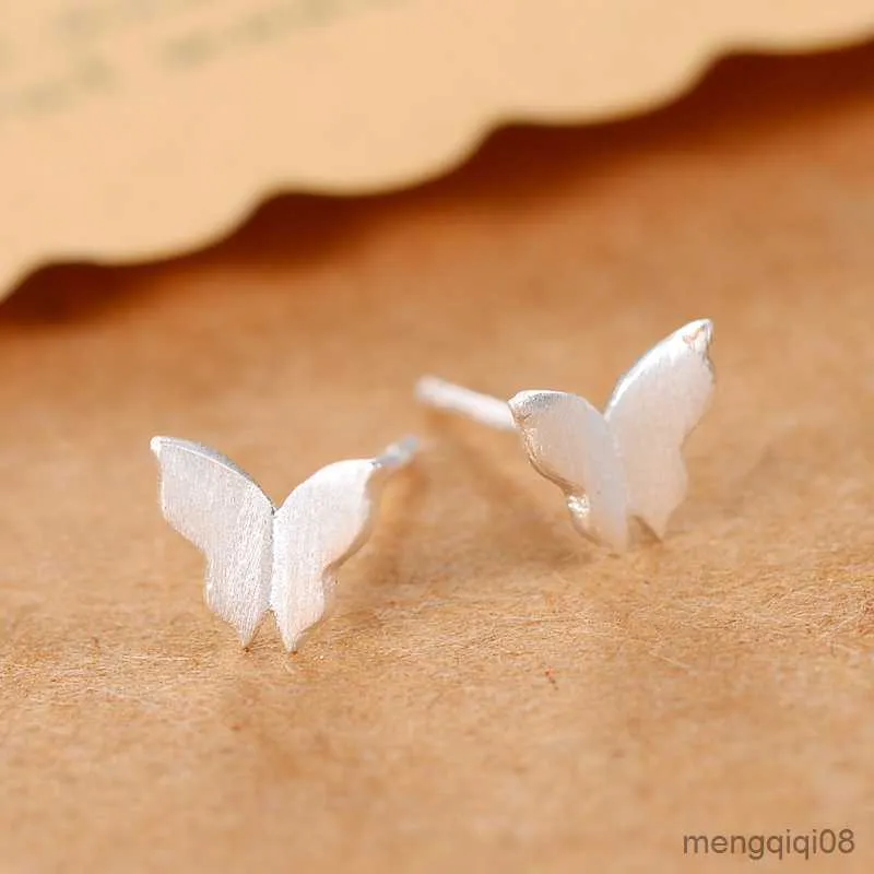 Charm Real Sterling Silver Butterfly Stud Earrings for Women Girls Fashion Brinco R230605