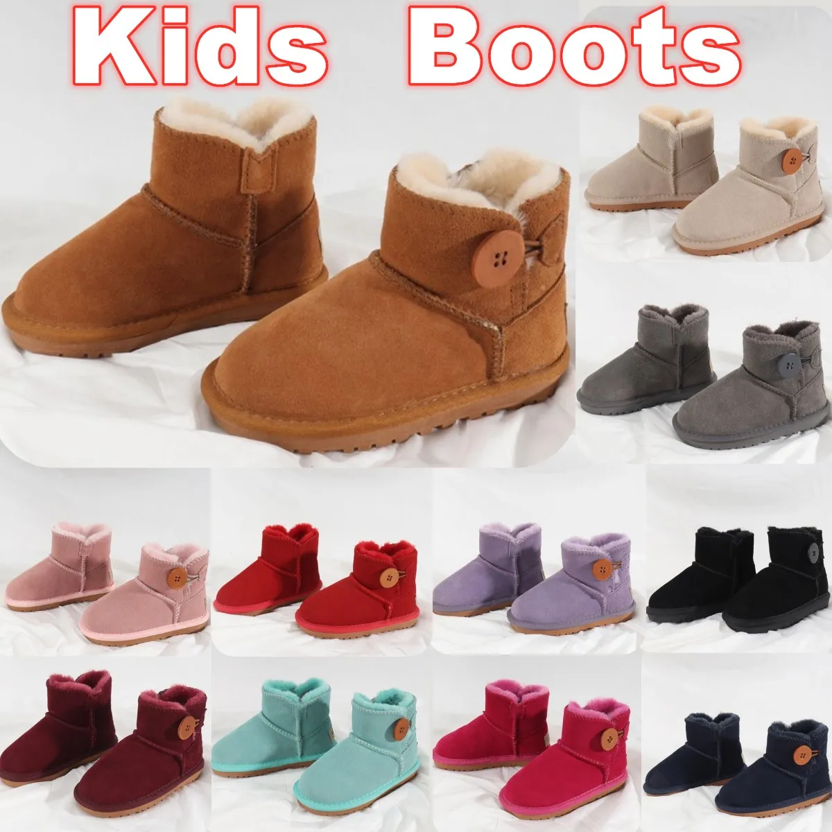 Chaussures enfants 3352 neige Bottes australiennes chaudes Tout-petits bottillons moches garçons formateurs Baskets design en cuir chaussure jeunesse hiver Filles Chaussures botte