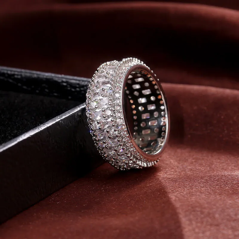 Wholesale Retro Irregular Rectangular Zirconium Diamond Ring European and American Style Unisex Rings
