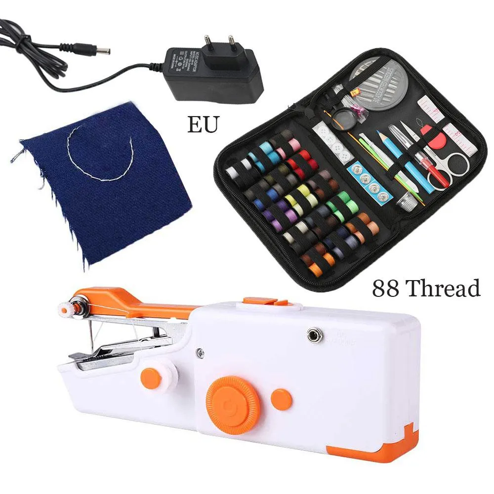 Máquinas INNE Máquina de coser portátil Mini hogar Línea recta Mano Eléctrica Reparaciones rápidas DIY Ropa Costura Conjunto Herramienta manual