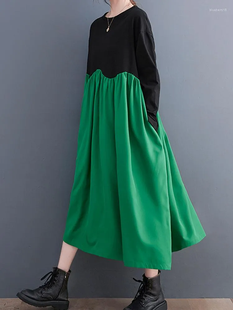 Loose Fit Long Sleeve Dress: Korean Style Plus Size Patchwork, Spring  Autumn Fashion - Shop Now! from Dhgate Basic & Casual Dresses - price 44.19
