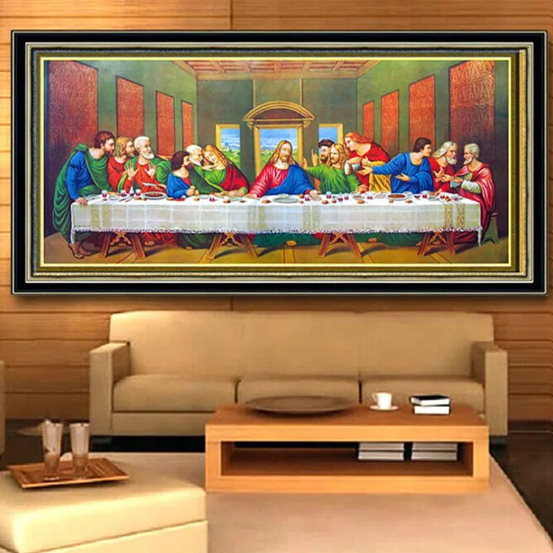 Stitch fai da te pittura a diamante piena di pittura cristiana ultima cena croce cucitura 5d ricamo icona a mosaico diamantato Gesù cristo dipingendo decorazioni per la casa